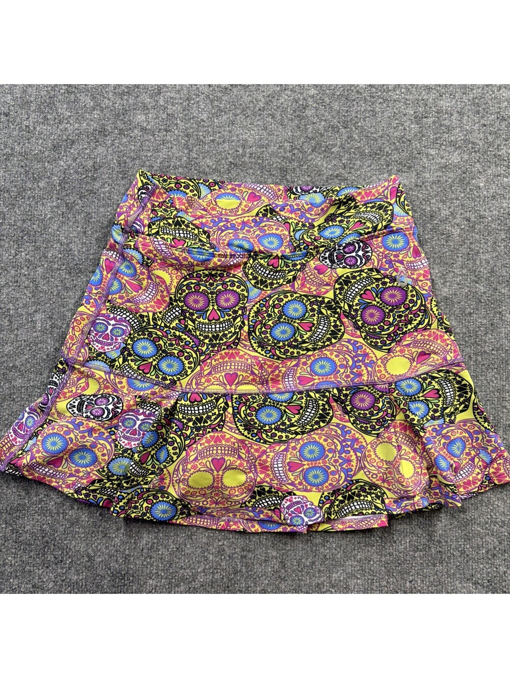 Donajo Athletic Flared Skirt With Shorts Day Of The Dead Sz 2